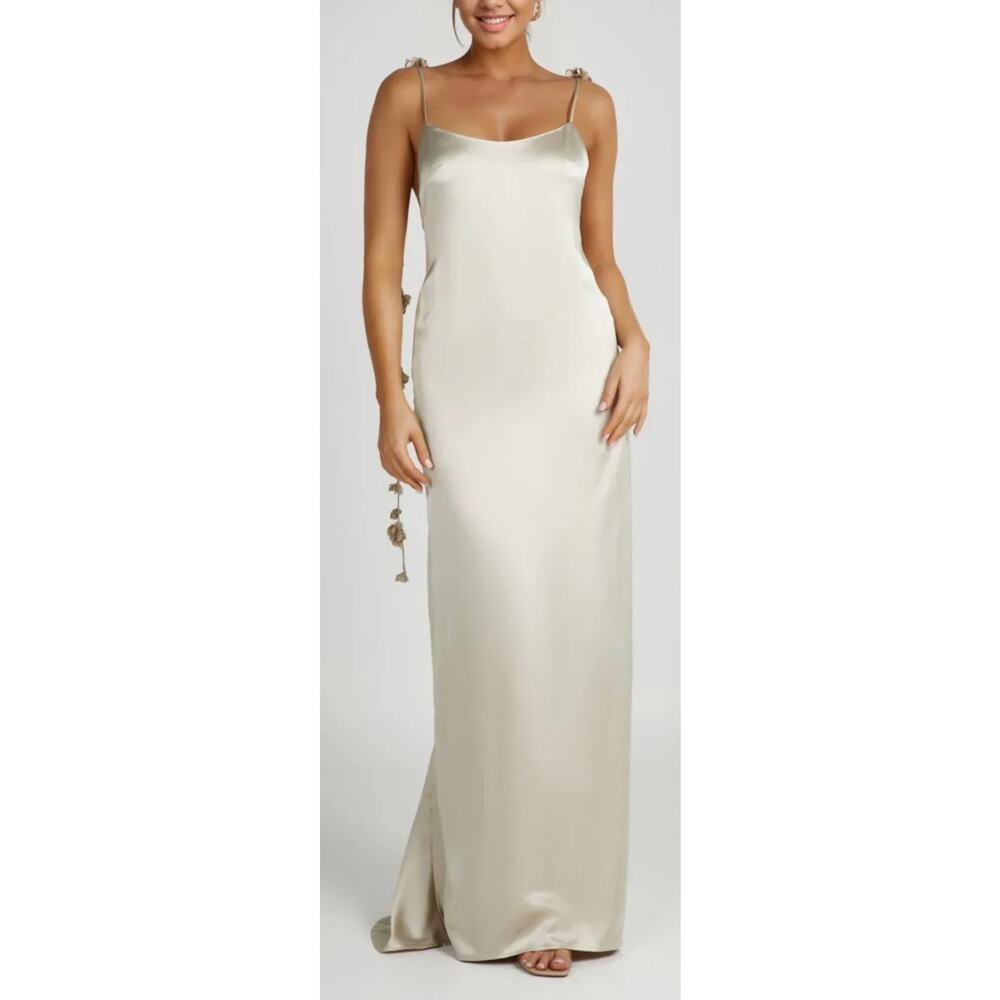 Meshki Champagne Satin Maxi Dress
